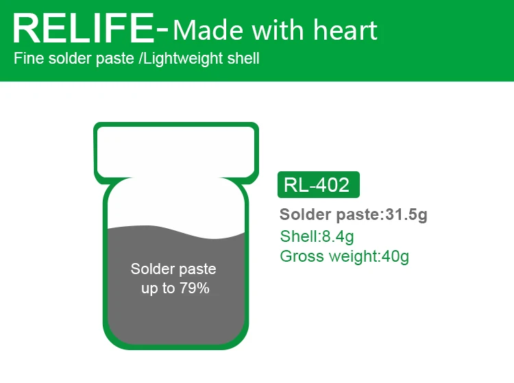 RELIFE нечистое паяльной пасты RL-400 RL-401 RL-402 40g Sn63/Pb67 183 °C для нанесения паяльной пасты на печатные платы для iphone телефон BGA паяльная станция