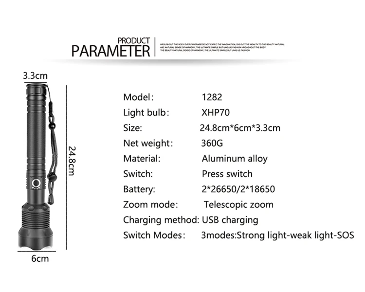 XLamp xhp70.2 самый мощный светодиодный фонарик с usb-увеличением фонарь xhp70 xhp50 18650 26650 фонарик с перезаряжаемой батареей