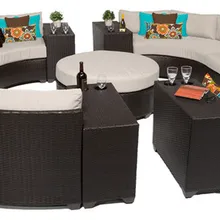 Садовое ощущение 11 шт. открытый плетеный патио мебель круглый диван набор