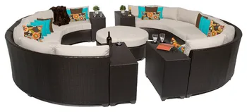 

Garden Feeling 11 Piece Outdoor Wicker Patio Furniture Round Sofa Set