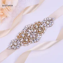 Золотой кристалл свадебный пояс с жемчугом Стразы ленты свадебный пояс, лента для свадебного платья аксессуары JY75FG