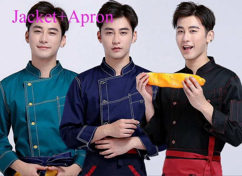 Coat Apron Men Chinese Restaurant Denim Chef Uniform font b Women b font Fast Food Service