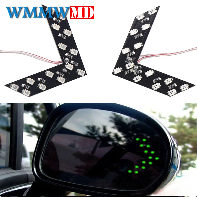 

2Pcs/lot 14 SMD LED Arrow Panel For Car Rear View Mirror Indicator Turn Signal Light Car LED Rearview mirror light Free Shipping