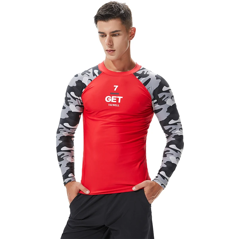

Men Camouflage Long Sleeves Swimming Tights Surfing T-shirts Rash Guard Rashguard Swim Surf Tights Shirts Man Swimsuit