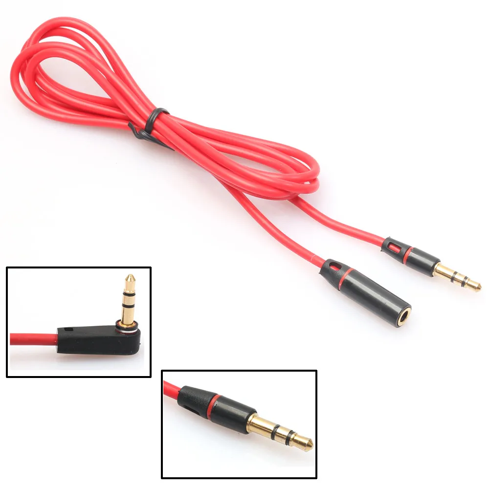 

HIPERDEAL Red Color 1.2m 3.5mm Male to Female Stereo Audio Headphone AUX Extension Cord Cable Car Accessories PC Phone MP3 BAY09