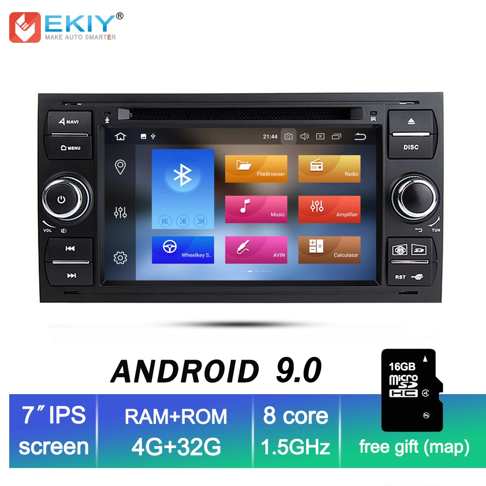 EKIY 4G 32G Android 9.0 Car DVD Navi Stereo Radio Audio For Ford Focus 2 Mondeo S C Max Fiesta Galaxy Connect Multimedia Player