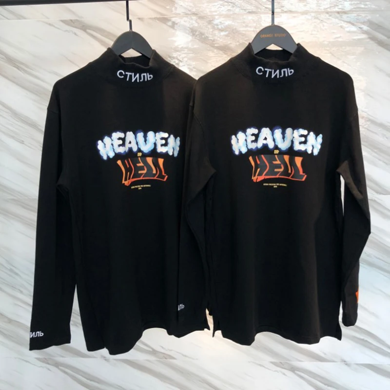 

18FW Heron Preston HEAVEN-OR-HELL Printing T-Shirts Heron Preston CTNNB Embroidery T-Shirt HP Men Stand Hip Hop Black Tees