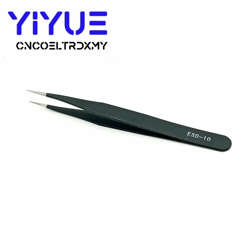 2pcslot ESD-10 ESD-15 Anti-static Curved Straight Tip Forceps Precision Soldering Tweezers Set Electronic ESD Tweezers Tool (5)