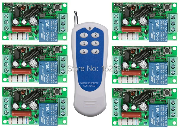 

AC220V 1CH 10A RF Wireless Remote Control Switch System teleswitch 6CH transmitter & 6 receiver relay Receiver Smart Home Switch
