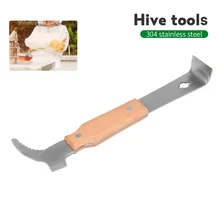 Outil de marque pour l'apiculture, outil de ruche, manche en bois et en acier inoxydable adapté au grattoir à miel, nid d'abeille propre