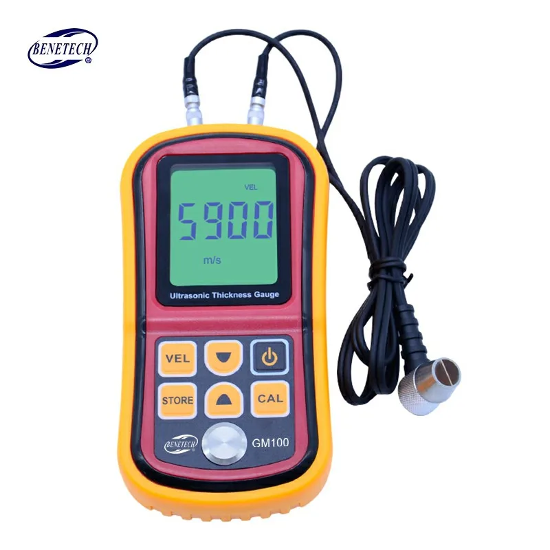 Digital Ultrasonic Thickness Gauge tester GM100 Digital LCD display 1.2 to 200MM Sound Velocity Meter with aluminium retail box