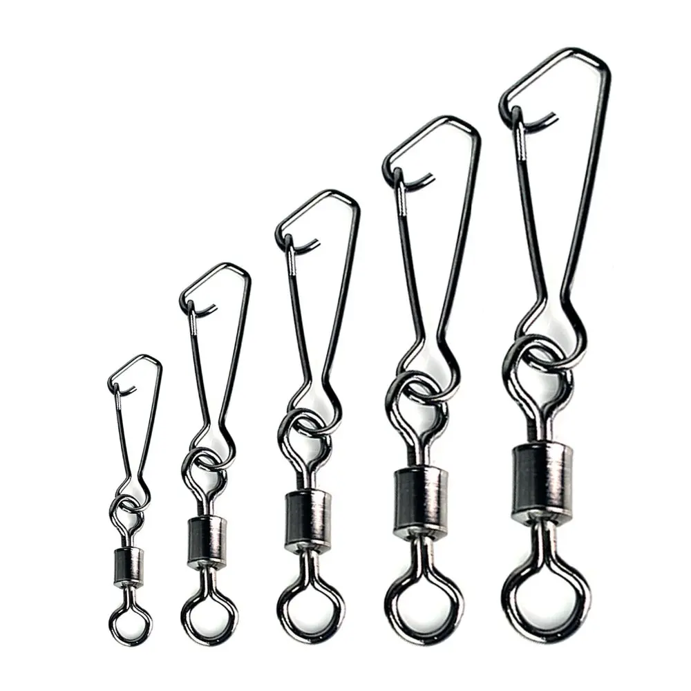 

100Pcs/Lot 8kg to 45kg Fishing Rolling Swivels With Hooked Snap Duo-lock Snaps Swivels Freshwater Sea Fishing Hooks Lure Connect