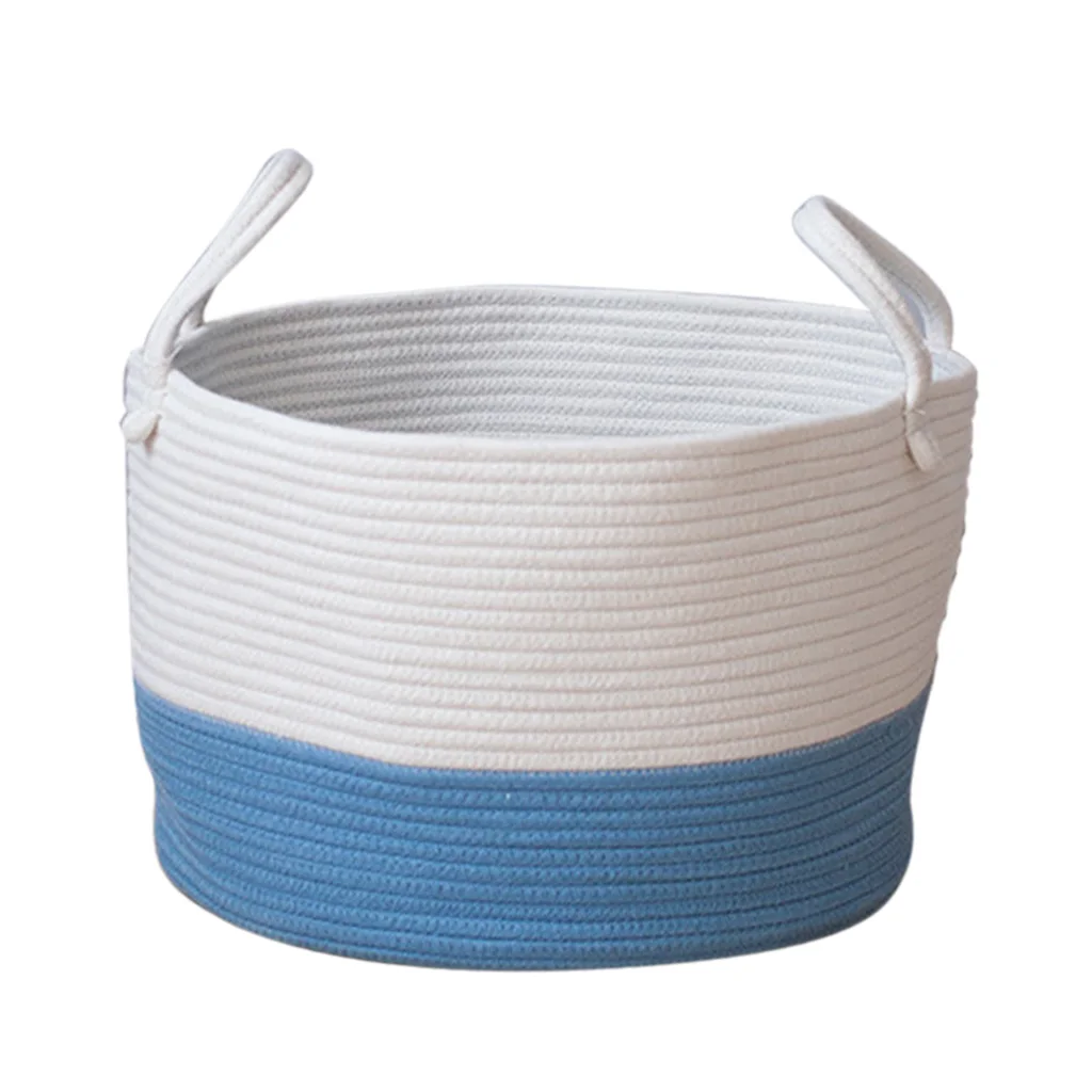 2pcs Nordic Style Cotton Storage Laundry Basket Baby Kids Room Decor Basket with Handle
