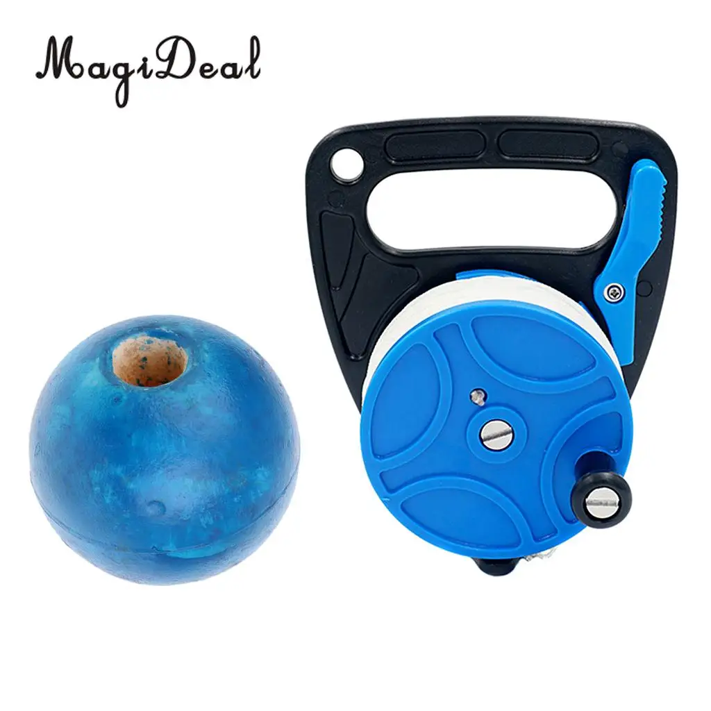 MagiDeal Multi Purpose Scuba Dive Reel Spool with 83m Line and Handle + Rope Float for Cave Wreck Drift Diving Snorkeling