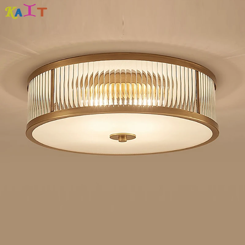Us 254 8 9 Off Led All Copper Copper Lamp Ceiling Lights American Country Ceiling Lamp Study Living Room In Ceiling Lights From Lights Lighting On