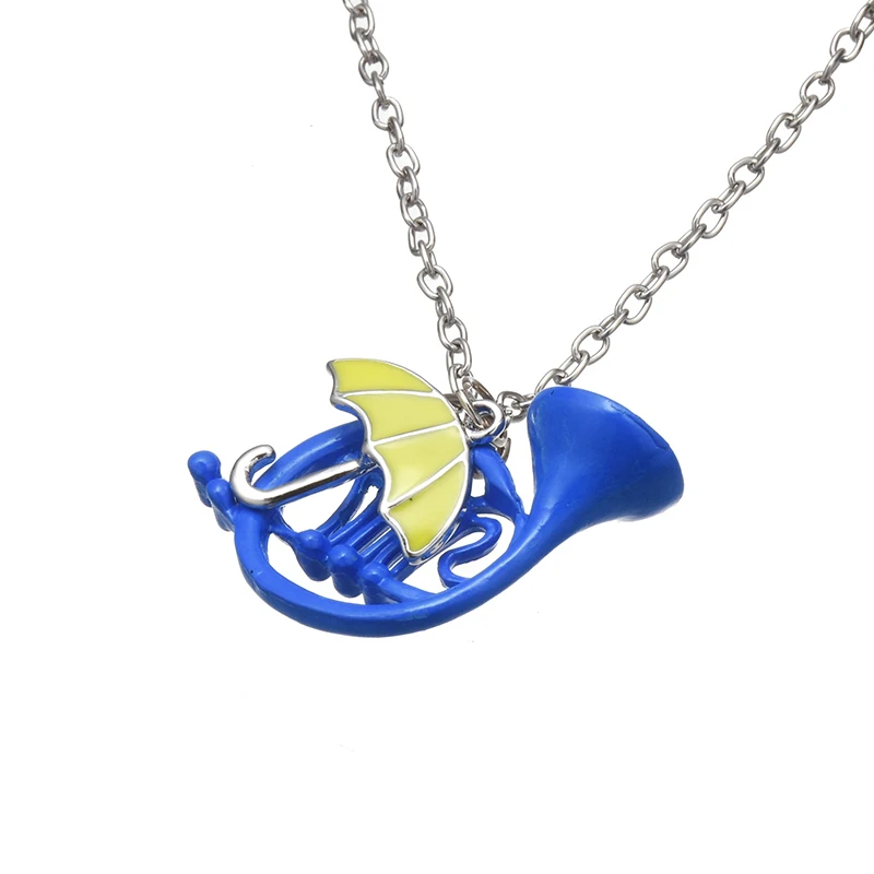 Ожерелье с желтым зонтиком и голубым французским Рогом, подарок для поклонников Collier Femme