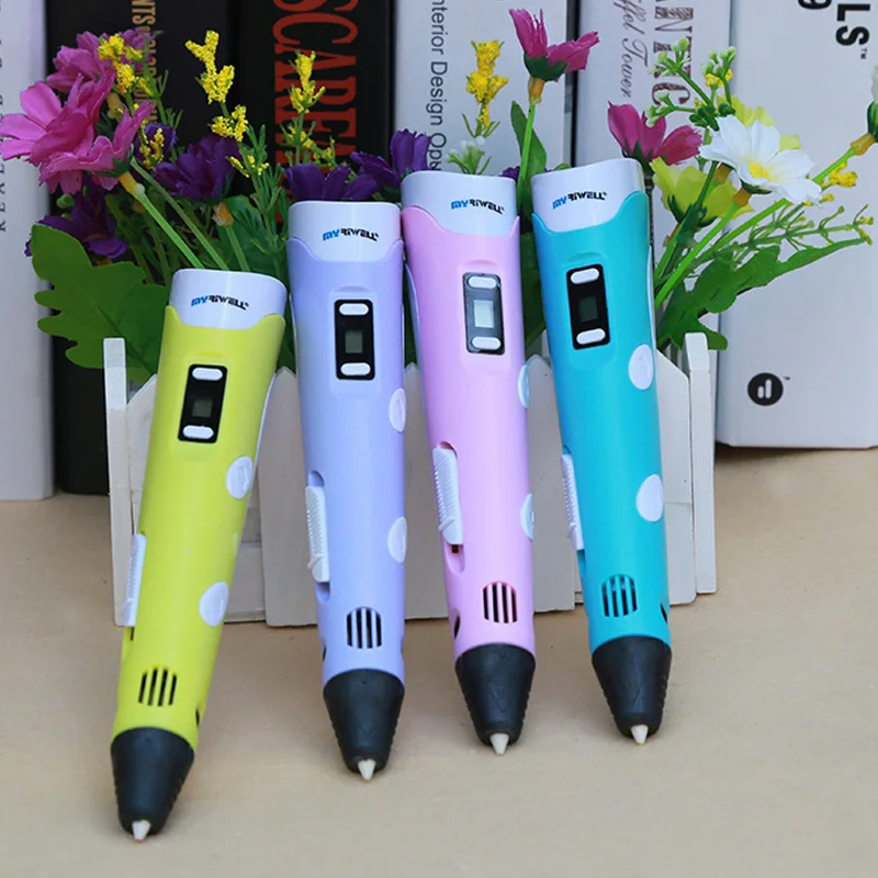 Myriwell abs 3d pen pens ручка 3д для объёмного рисования LCD дисплей 1.75мм pla пластик нить