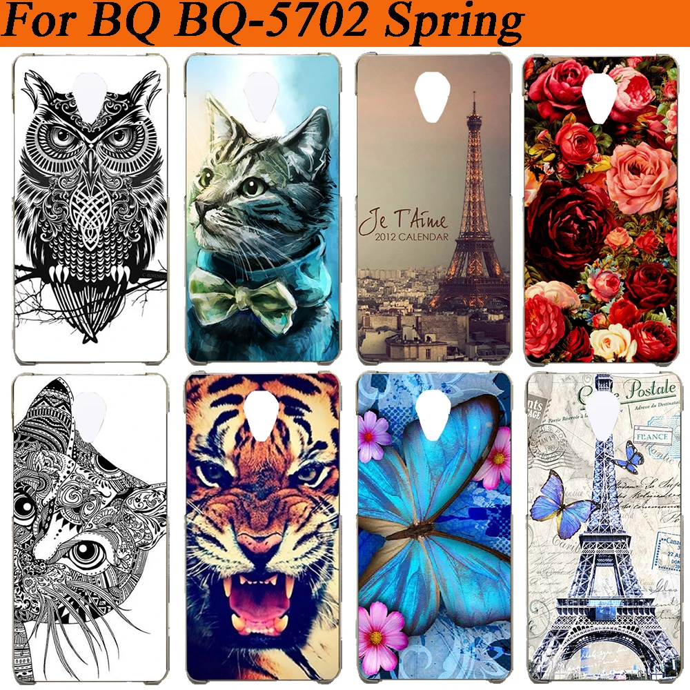 

For BQ 5702 Case Cover Wolf Tiger Owl Rose Eiffel Towers Pattern Painted Soft Tpu Case For BQ BQ-5702 Spring Cases Fundas