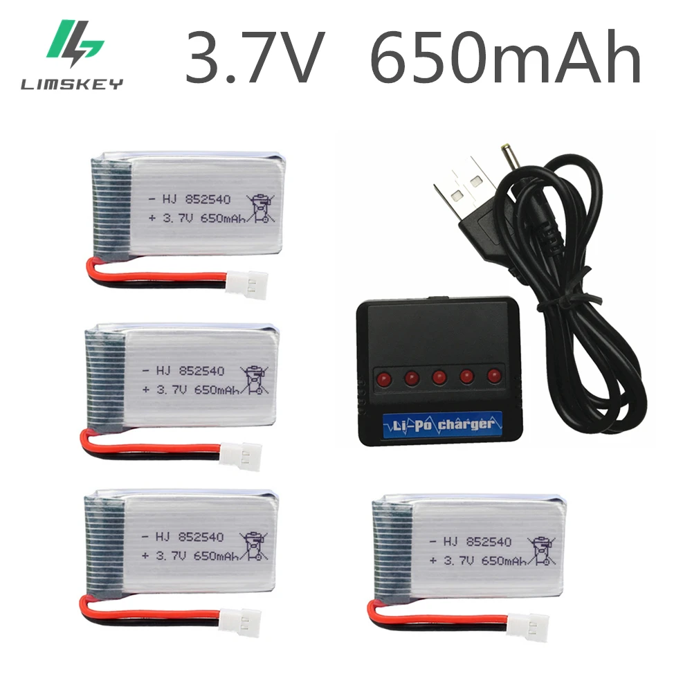 

4pcs 3.7V 650mAh Drone Rechargeable Li-po Battery 802540 + USB Charger set For SYMA X5C X5C-1 X5 X5SC X5SW Quadcopter