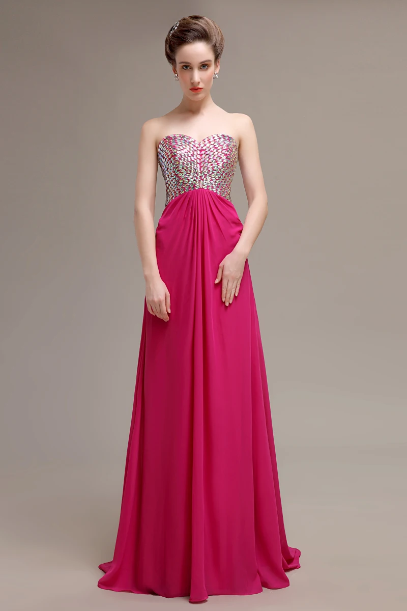 Charming cheap elegant hollow back crystal attractive prom gown hot