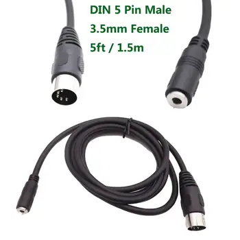 

1pc Premium 150cm/1.5m/5ft Din MIDI 5 Pin Male Plug to 3.5mm Stereo Female Socket Audio Adapter Connectors Cable Cord