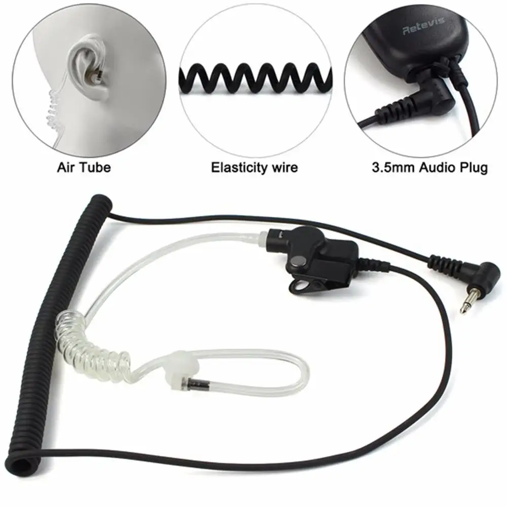 

3.5mm In Ear Anti-radiation Earphone Single Listening Air Tube Stereo Coiled Cables Mono Function Earpiece Surveillance Headset