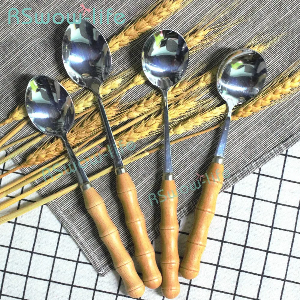 

Stainless Steel Cutlery Bamboo Creative Wooden Handle Western Steak Fine Sharp birthday Silver Festivel Home Party Decoration
