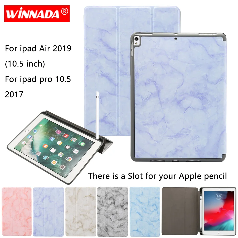 

Tablet case for Apple iPad Air 2019 10.5 inch marble grain capa TPU coque pencil slot cover for Apple iPad Pro 10.5 2017 case