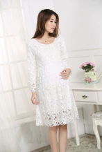 Free shipping 2016 New Fashion Lace Dress for Pregnant Women Long Sleeve font b Maternity b