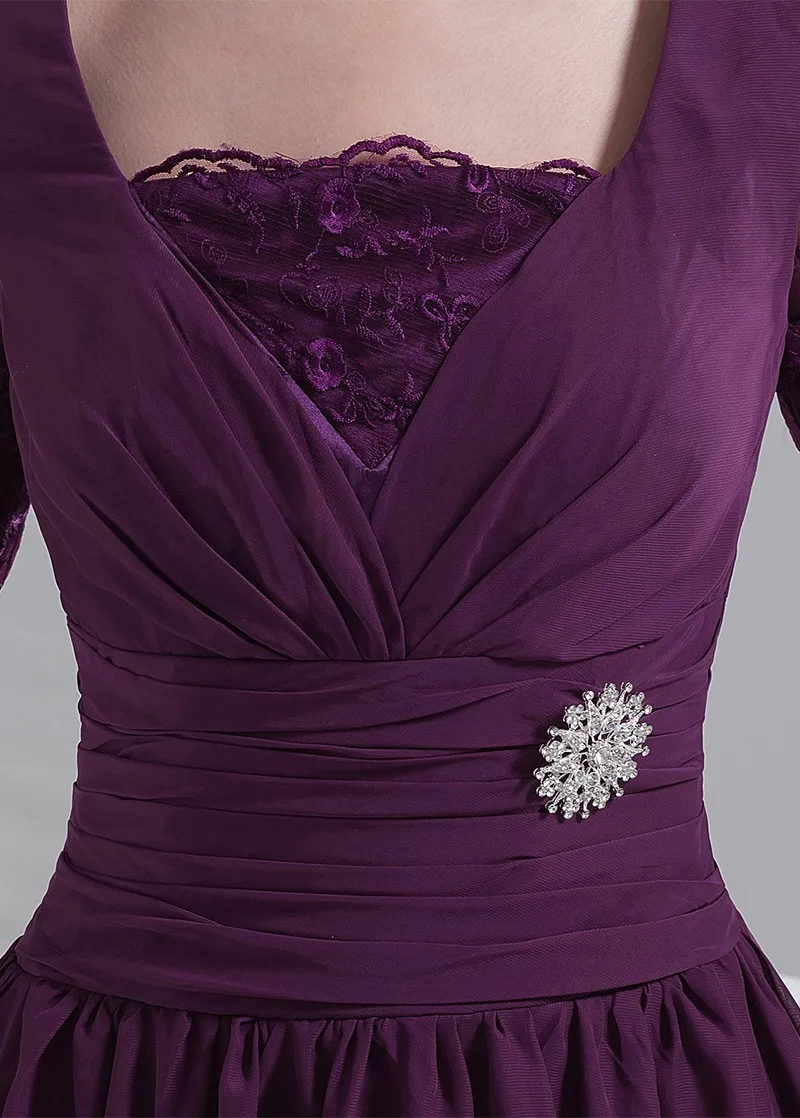 Сексуальные фиолетовые кружевные короткие платья для матери невесты 2019 трапециевидные шифоновые плиссированные вечерние платья для