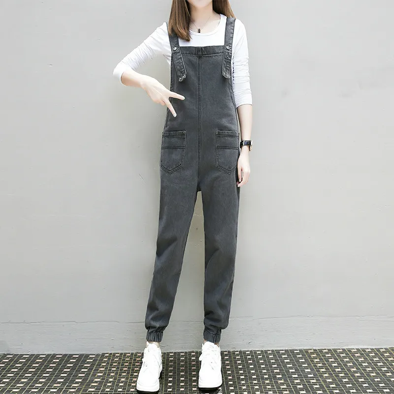 

2019 New Spring Autumn Women Overalls Denim Jumpsuit Casual Pockets Jeans Sleeveless Loose Rompers
