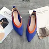 Womens Stretch knitted mixed color moccasins breathable cozy work shoes brief slip on fashion ladies