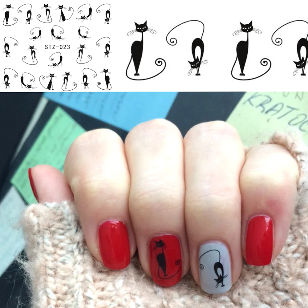 

1pcs Nail Art Water Transfer Sticker Decals Hot Black Lazy Cat DIY for Nails Accessory Nail Art Decorations Beauty Tips TRSTZ023