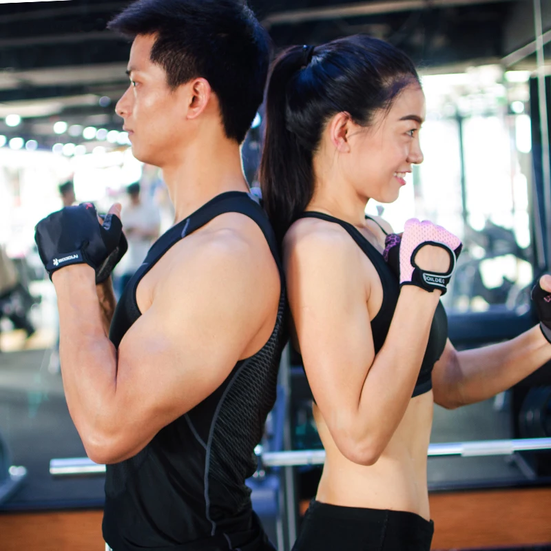 Men Women Summer Half Finger Gym Gloves Body Building Fitness Exercise Training Crossfit Gloves Sports Weight Lifting Gloves