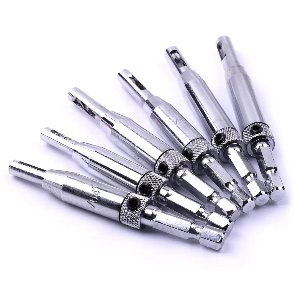 1pcs HSS Self Centering Hinge Tapper Hexagon Drill Bit Door Cabinet Woodworking Positioning Hole Puncher 2/2.8/3.5/4.5/5.1/6.3mm