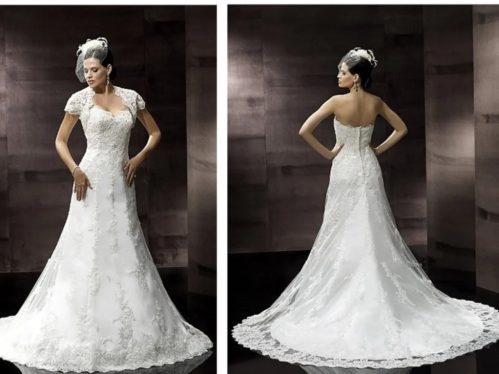 

free shipping 2014 new trumpet sweetheart edging embroidery corded lace jacket abendkleider elie saab wedding dress bridal gown