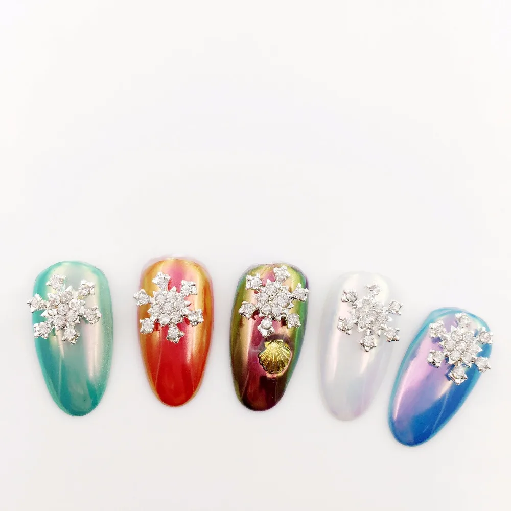LEAMX Снежинка Новогоднее украшение 3D Рождество дизайн ногтей аксессуары 10/Psc Стразы для дизайна ногтей