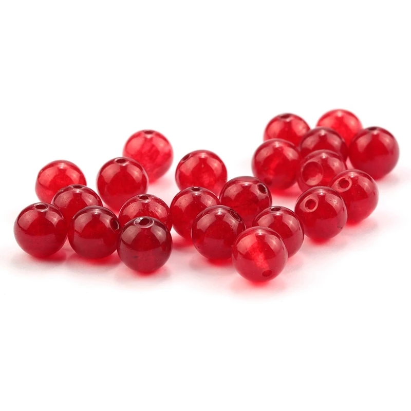 

Hot sale 8-10mm round siam loose beads Smooth Natural Stone beads Red Spacer beads for bracelet necklace Jewelry making 20PCS