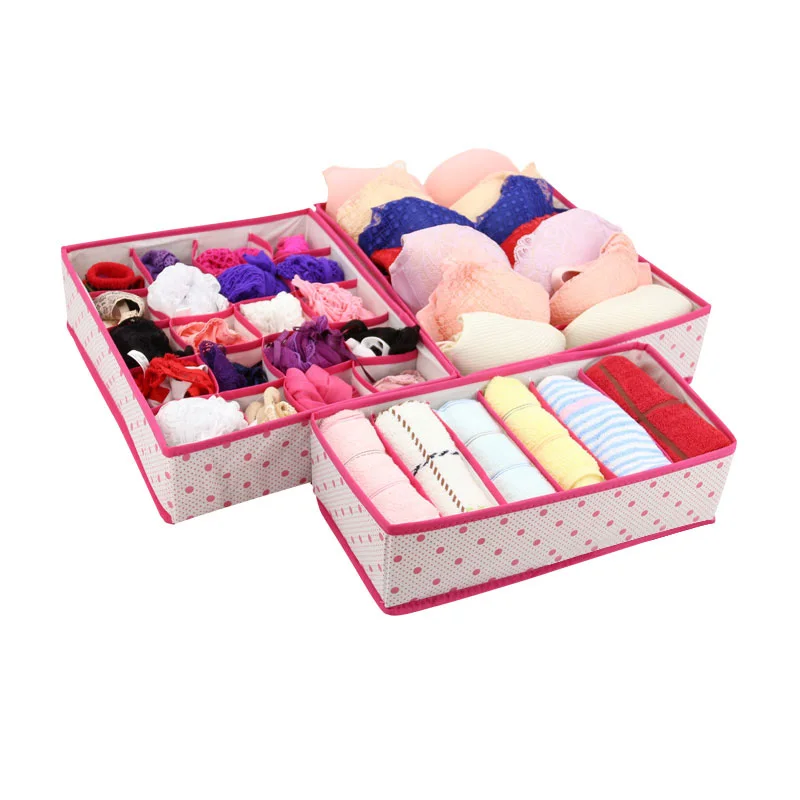 

1Set Non-woven Fabric Collapsible Storage Box For Bra Underwear Folding Closet Organizer Box Household Drawer Divider Container