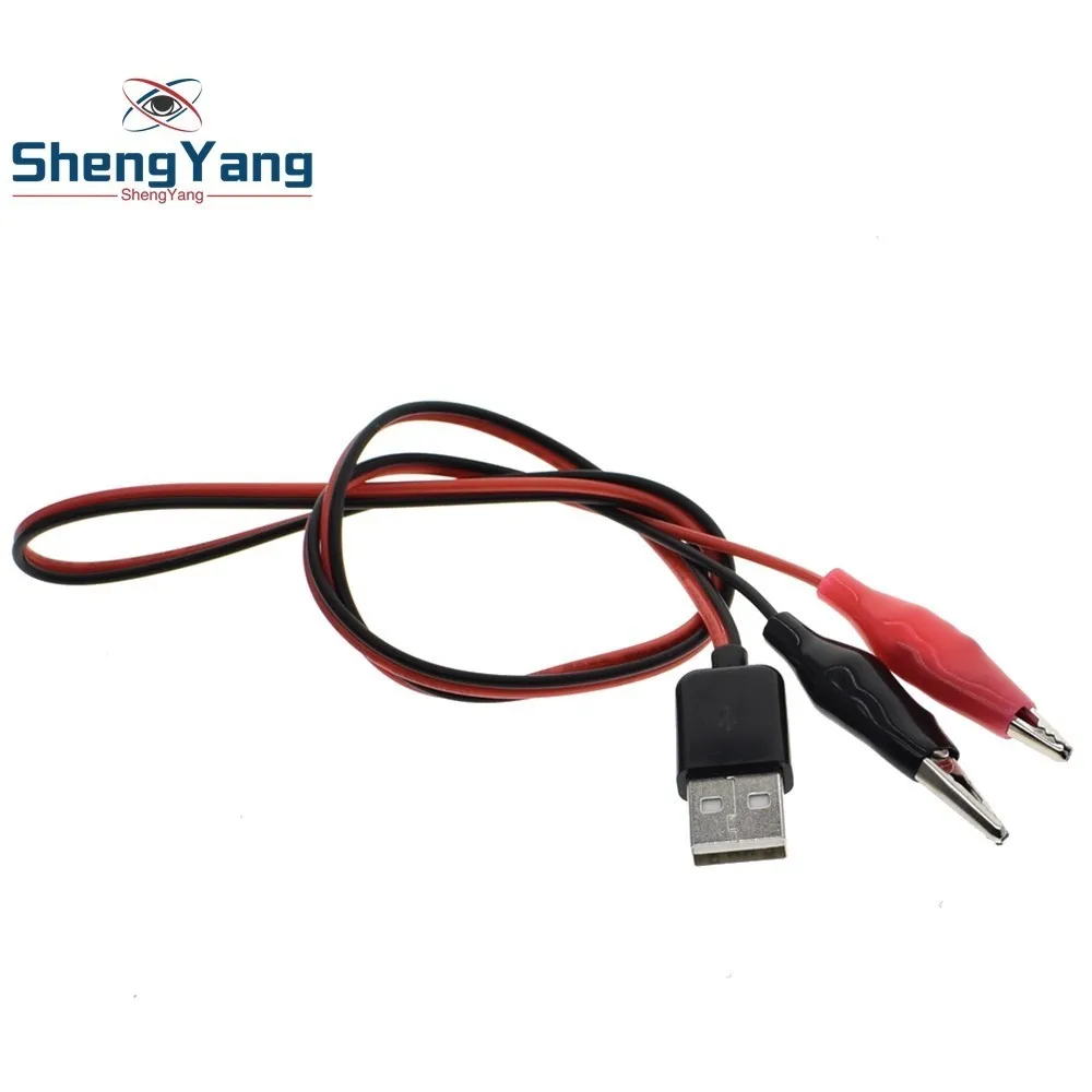 

ShengYang Copper Alligator Clips with Wire Male USB Connector Test Leads Crocodile Clamp