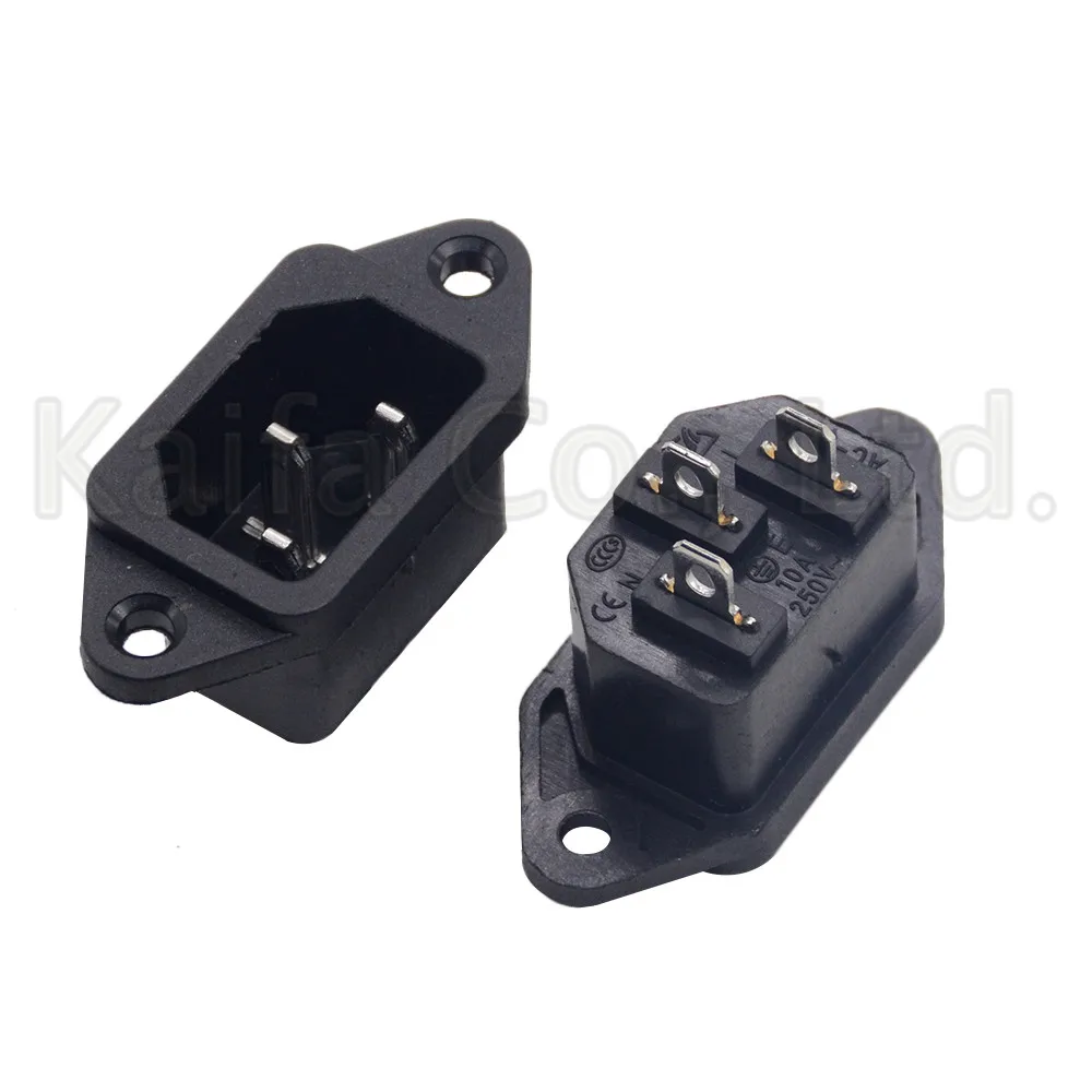 

AC 250V 10A 3PCS 3P IEC320 C14 Male Plug Panel Power Inlet Sockets Connectors