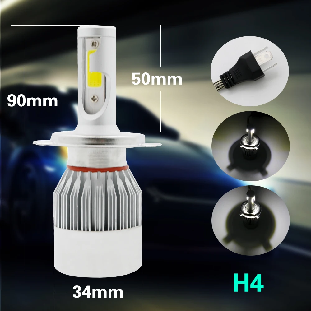 H4 светодиодный H7 H1 H3 H11 9005 Hb3 9006 Hb4 C6 головной светильник лампочка 12V 36W 3600LM 6000K COB