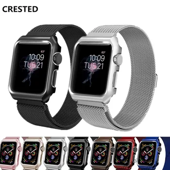

case+Milanese strap For Apple Watch band apple watch 4 3 5 44mm 40mm 3 iwatch 42mm/38mm correa Stainless Steel link Bracelet