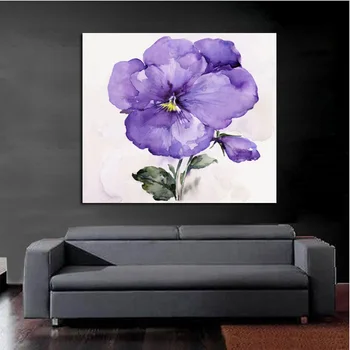 

High Quality Handpainted Oil Painting Purple Flower Wall Art on Canvas Modern Abstract Art Wall Stickers Pictures Home Decor