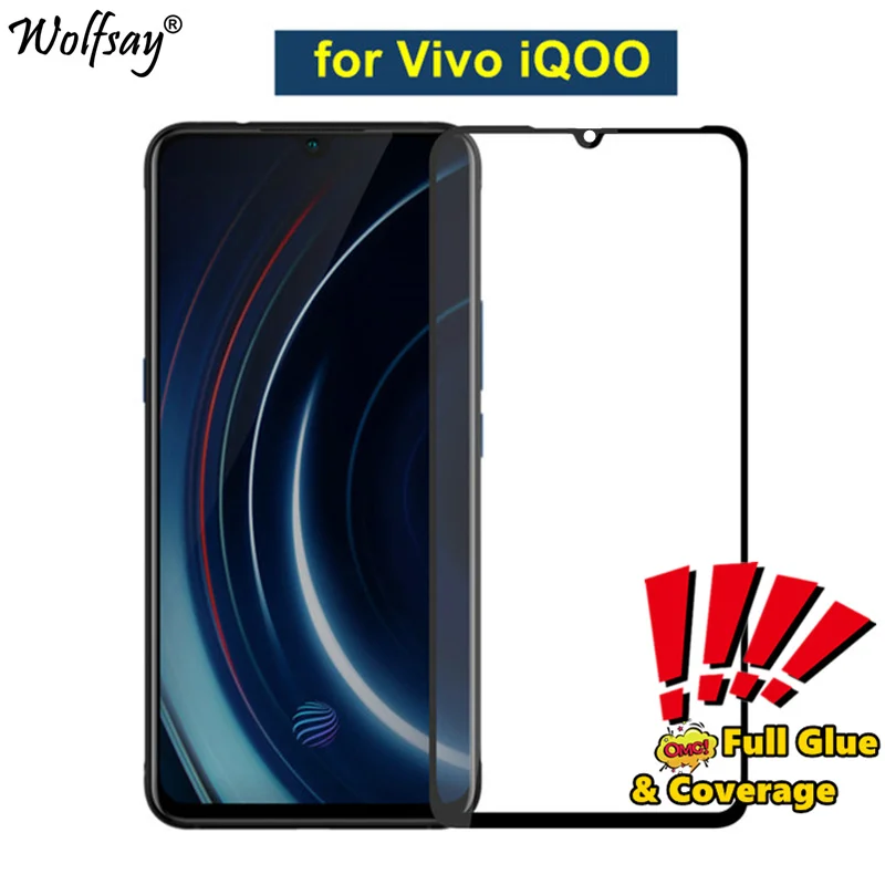 2PCS Full Cover Tempered Glass For Vivo iQOO Screen Protector Premium Glue On iqoo | Мобильные телефоны и аксессуары