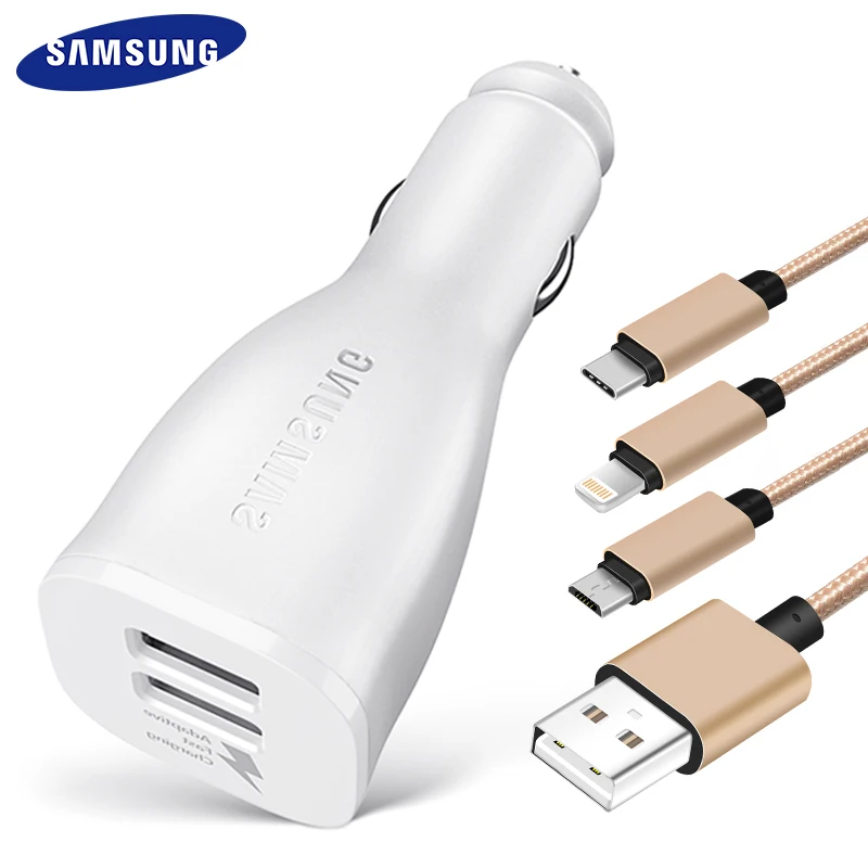 Note9 S6 S7 edge Car Charger Fast 15W 9V1.67A Original Adaptieve 0.5m shiqima 3 in 1 USB Type Cable Note 8 4 5 S 8 9 C7 C9pro 