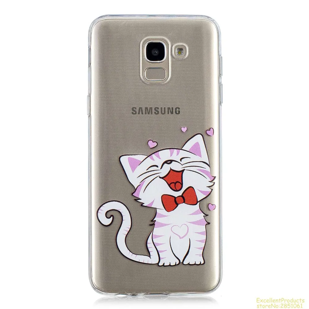 Силиконовый чехол для телефона samsung J6 2018 fundas hoesje Красивый Веселый мультяшный