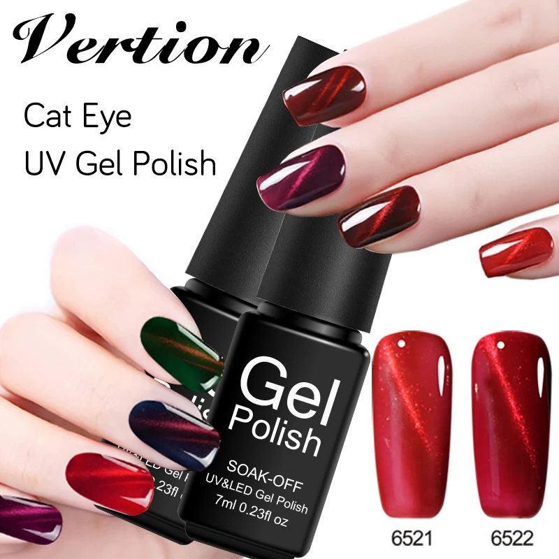 Verntion Red Cat Eye Glitter Gel Polish Lacquer Manicure UV LED Lamp