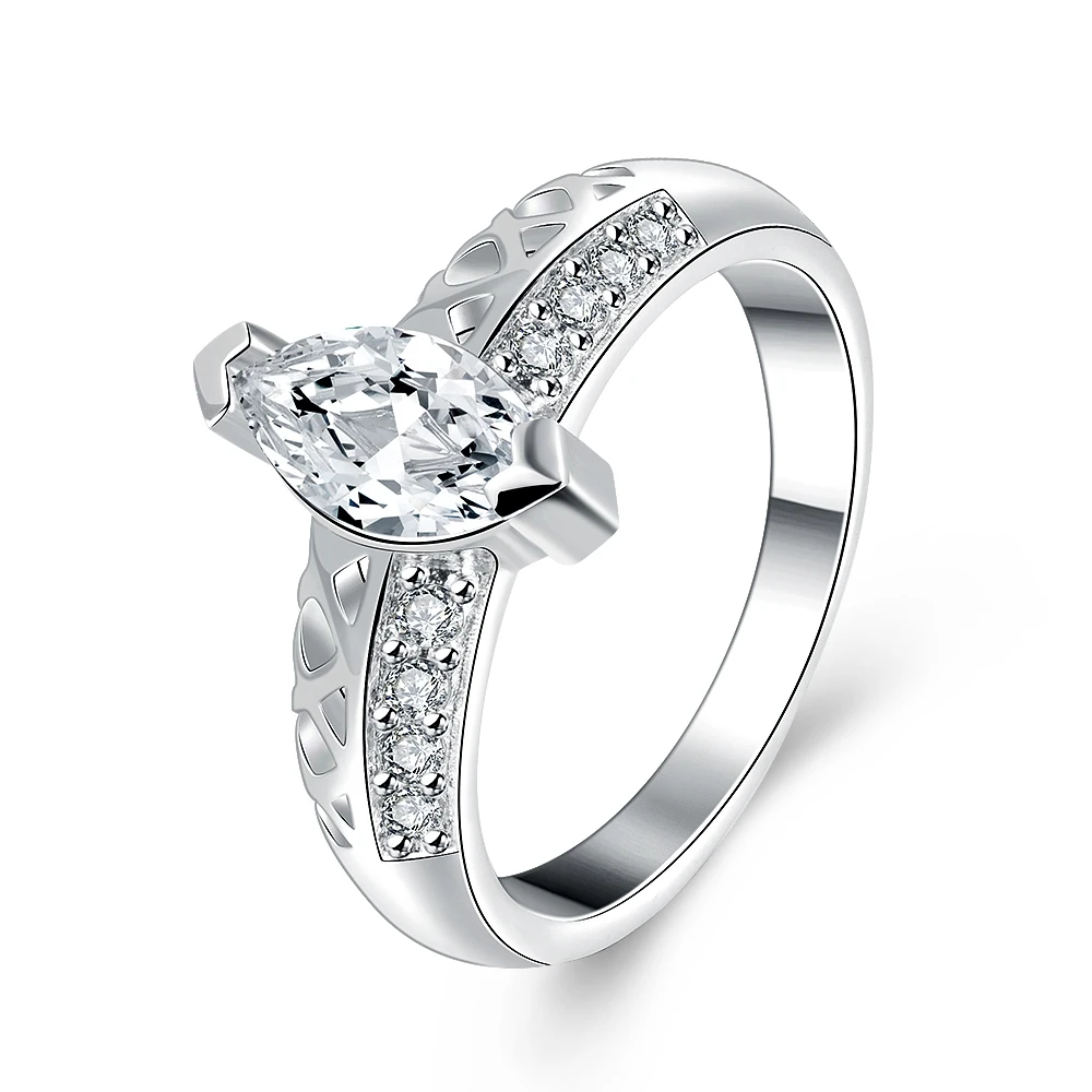 

R711 Silver Fashion wedding Jewelry thick ring with drop wide stone ring for women New Top Quality Silver Plated &Stamped 925