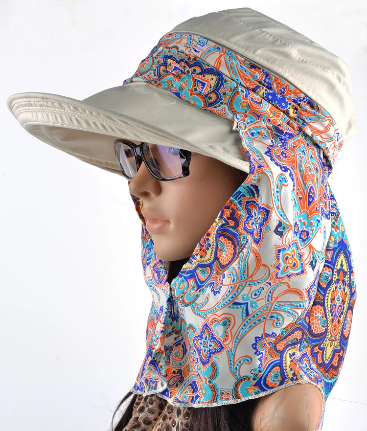 Летние шапки для женщин chapeu feminino Новая модная шляпа козырек Солнцезащитная шапка Складная шапка с шарфом защищающая от УФ-излучения 6 цветов